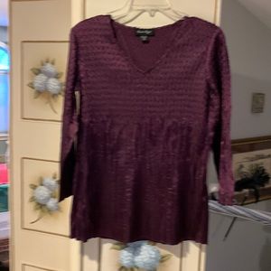 Cranberry shimmering Top 3/4 sleeves